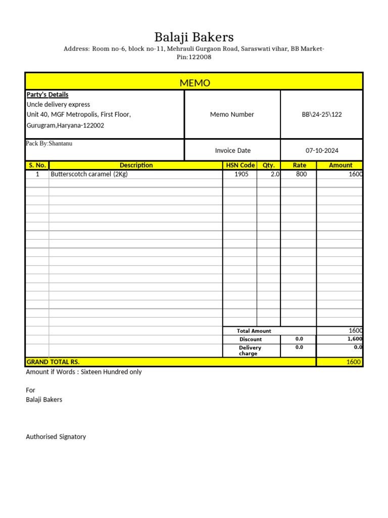 Party Supply Invoice | PDF