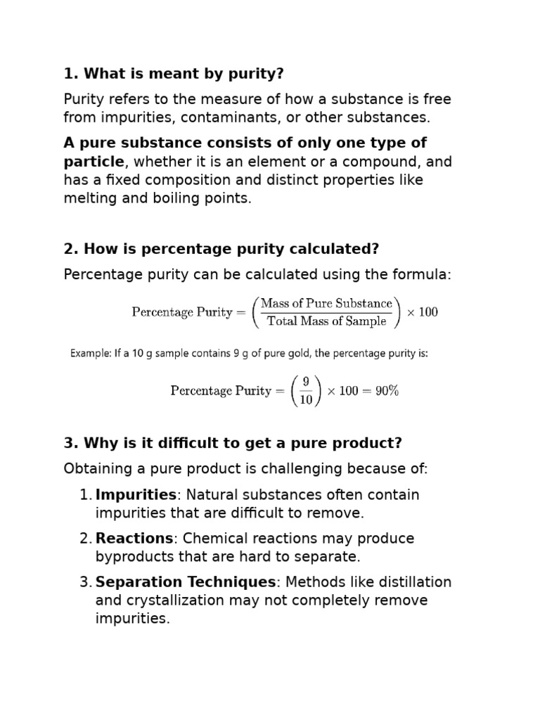 Understanding Purity in Substances | PDF
