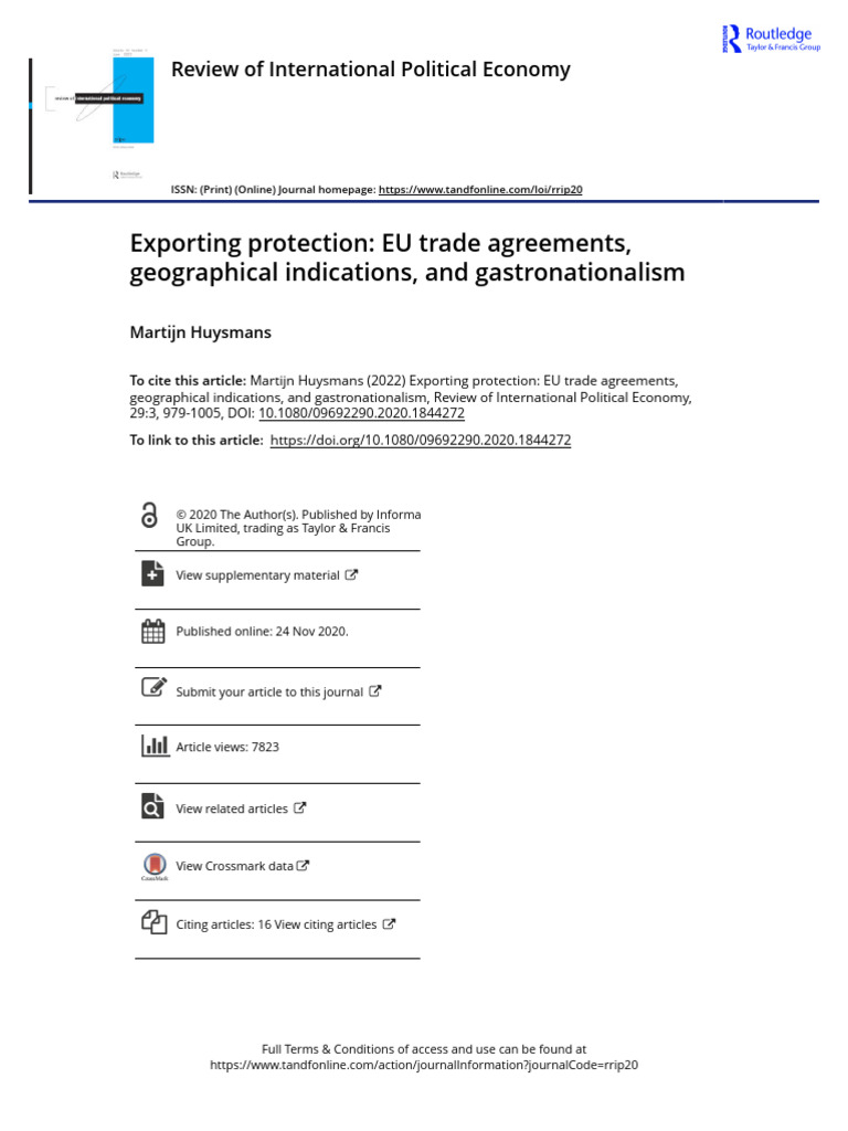 Traditionally Protected Indications Search Europe Reference: Exporting Protection Eu Trade Agreements Geographical Indications And