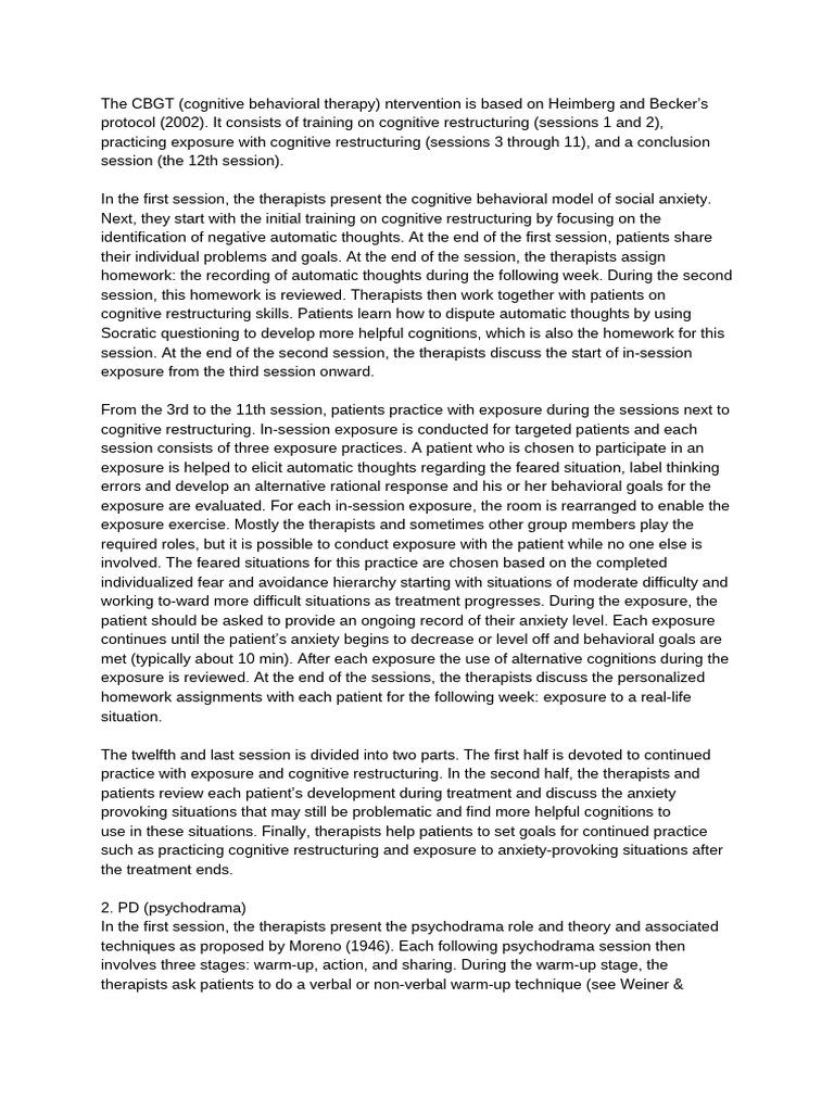 The CBGT (Cognitive Behavioral Therapy) Ntervention is Based on ...