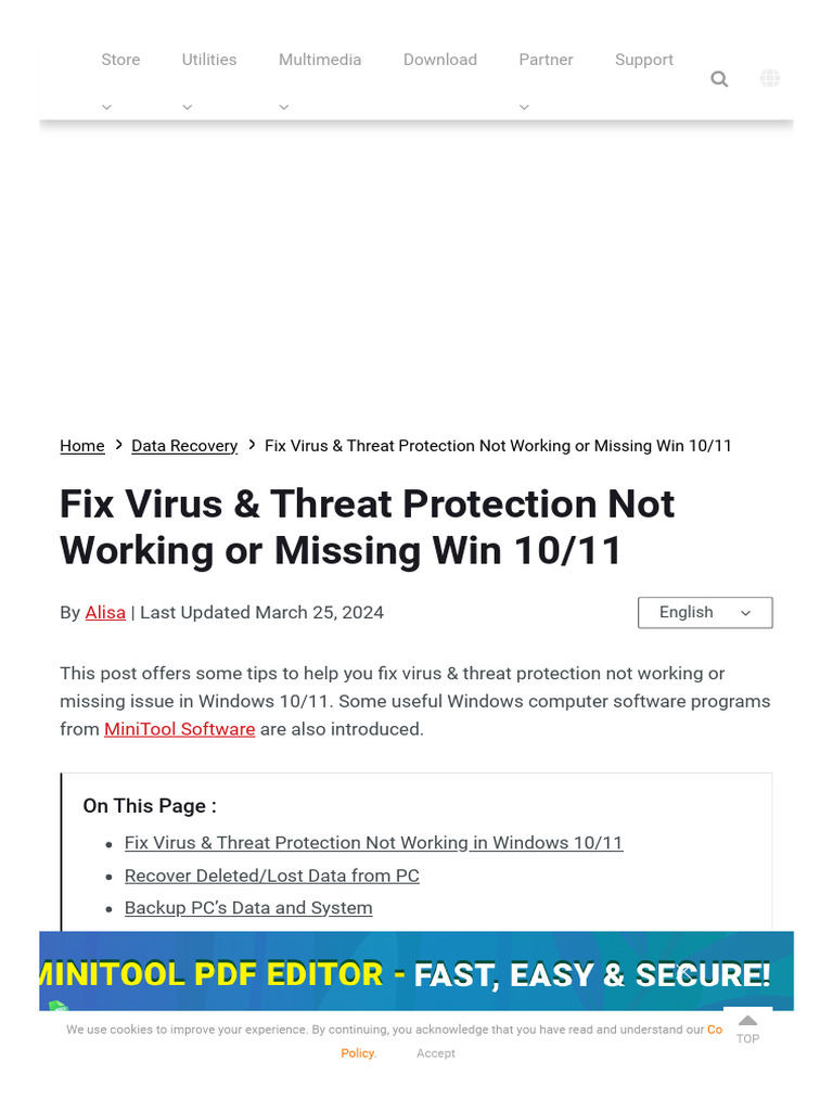 Fix Missing Virus Protection in Windows 10/11 | PDF | Computer Virus ...