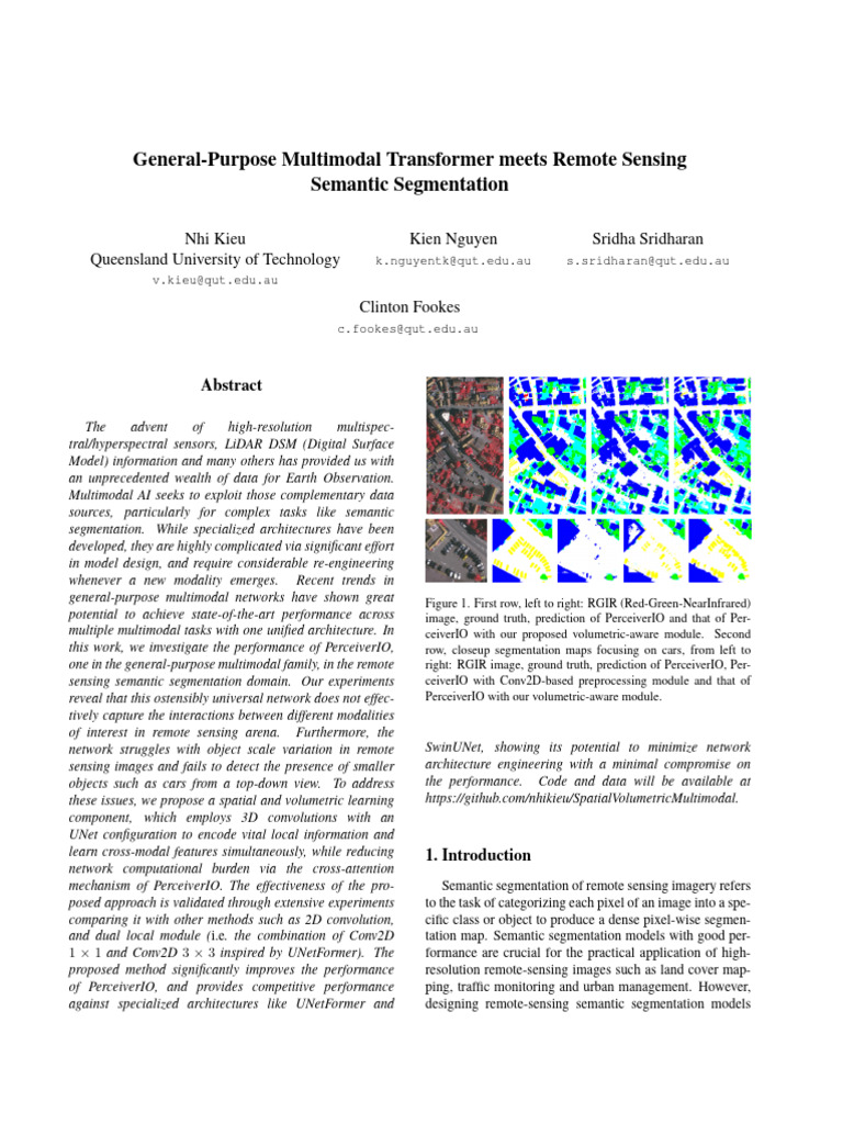Enhancing PerceiverIO for Remote Sensing | PDF | Image Segmentation ...