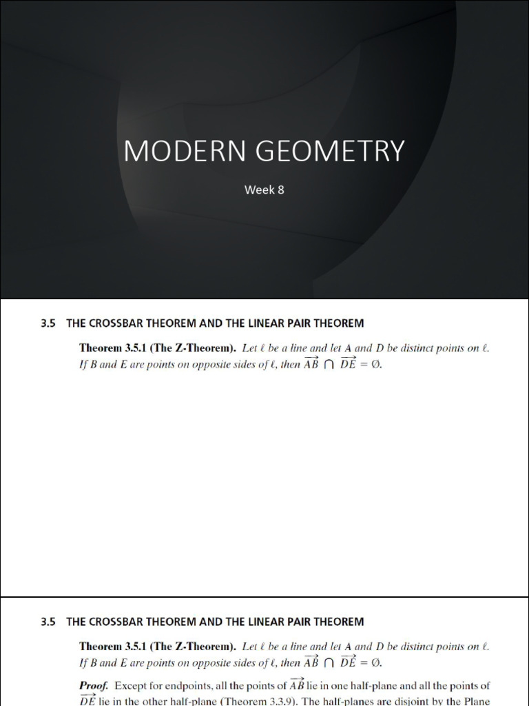 Week 8: Modern Geometry Concepts | PDF