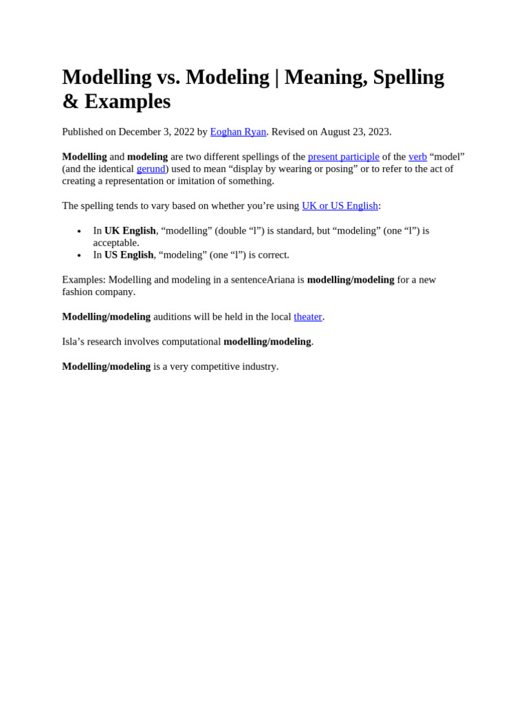 Modelling vs Modeling | PDF