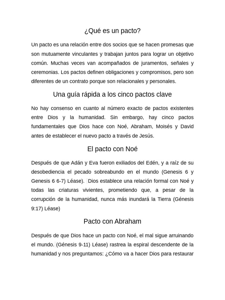 Los Pactos de Dios en la Biblia | PDF | Abrahán | Libro del éxodo