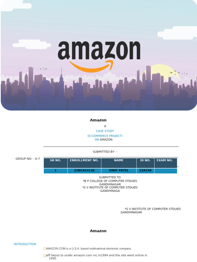 Amazon E-Commerce Case Study Overview | PDF | Software | Computing