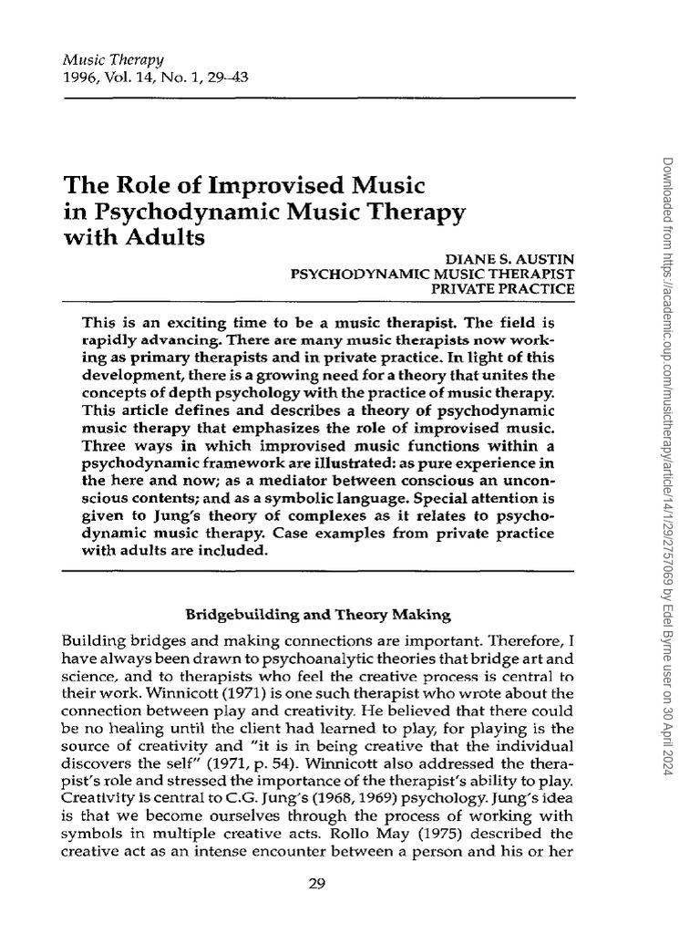 The Role of Improvised Music Therapy With Adults | PDF | Psychotherapy ...