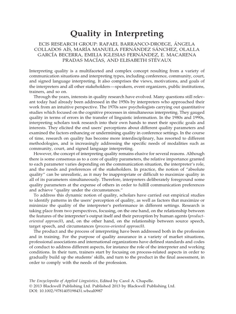Understanding Interpreting Quality Factors | PDF | Language ...
