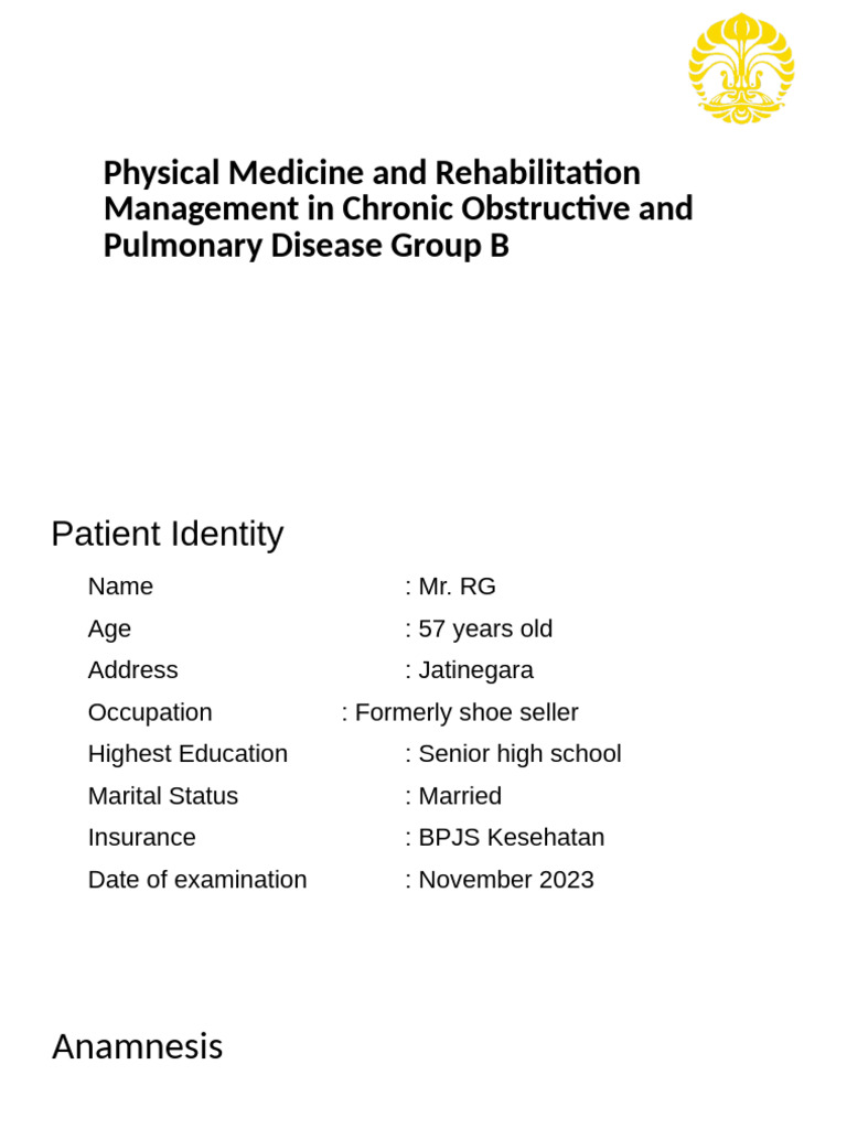 COPD Management and Rehabilitation Plan | PDF | Chronic Obstructive ...