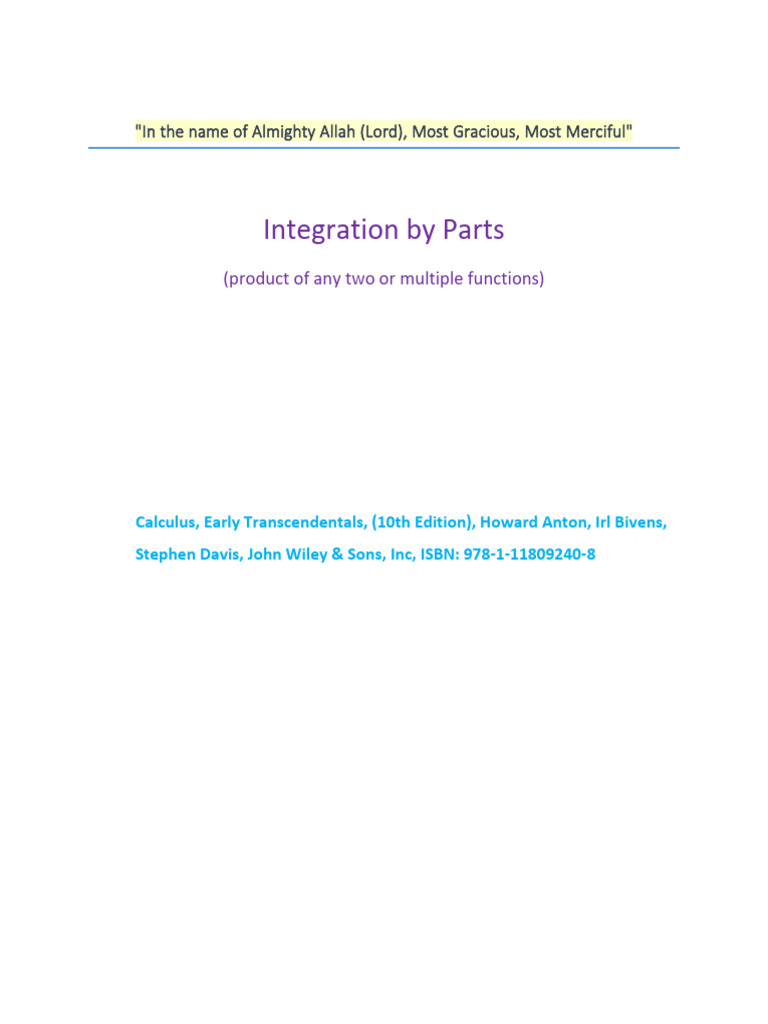 Integration by Parts Lecture Notes | PDF