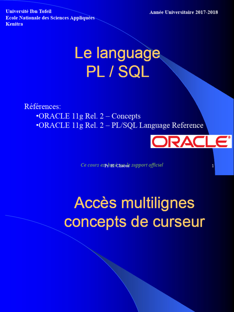 Concepts de curseurs en PL/SQL | PDF | SQL | PL/SQL