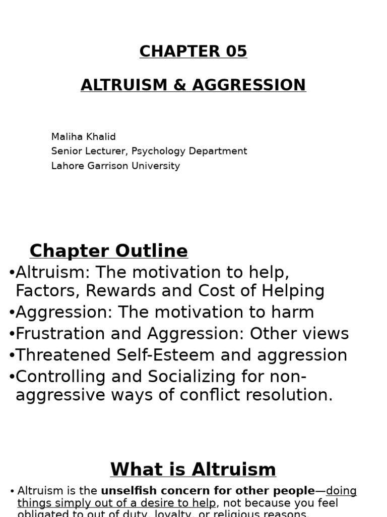 Altruism and Aggression | PDF | Altruism | Aggression