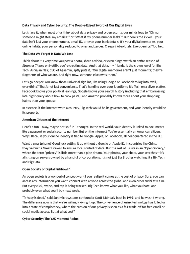 Data privacy and cyber security pdf security computer security