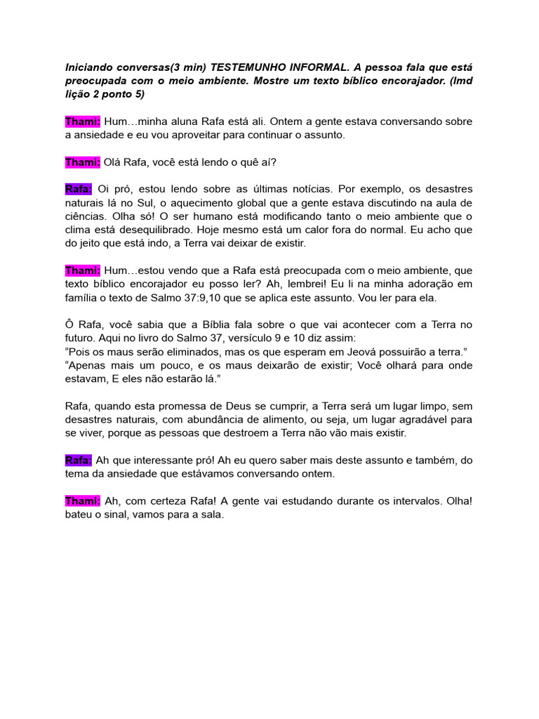 Iniciando Conversas sobre Testemunho Informal | PDF