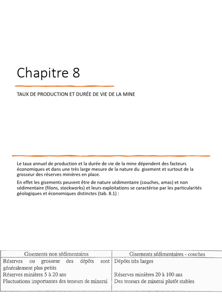 Taux de production et durée de vie des mines | PDF | Exploitation ...