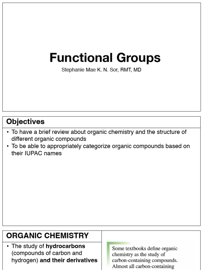 Understanding Organic Functional Groups | PDF | Chemical Bond ...