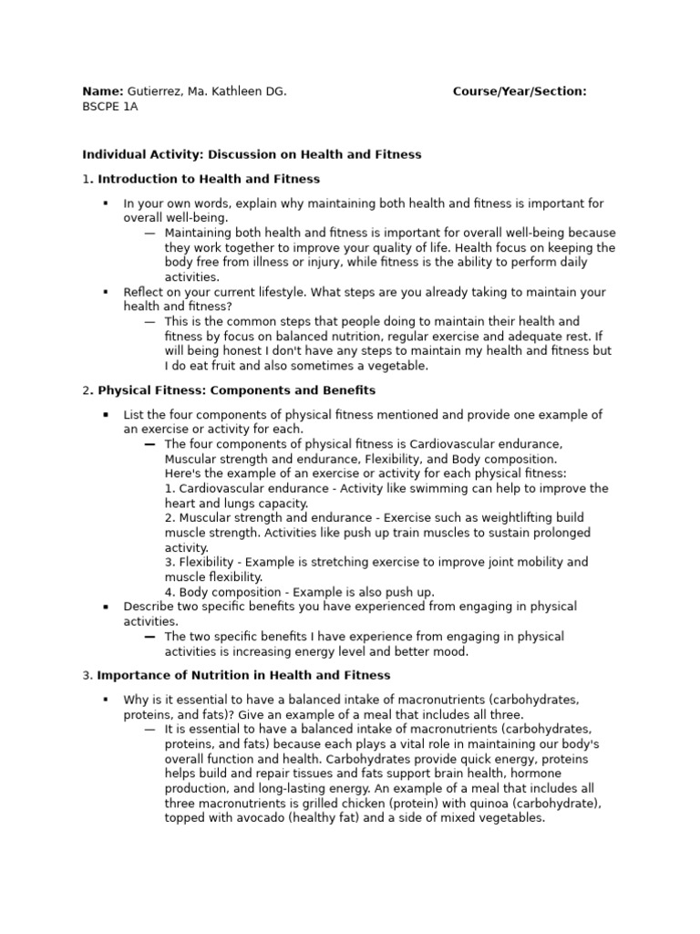 Health and Fitness Discussion Insights | PDF | Physical Fitness ...
