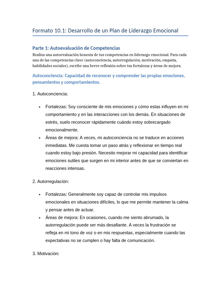 Plan de Liderazgo Emocional Efectivo | PDF | Las emociones | Empatía