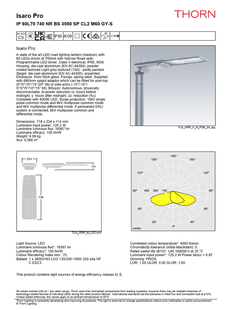 LED Road Lighting Lantern Specs | PDF | Light Emitting Diode | Light