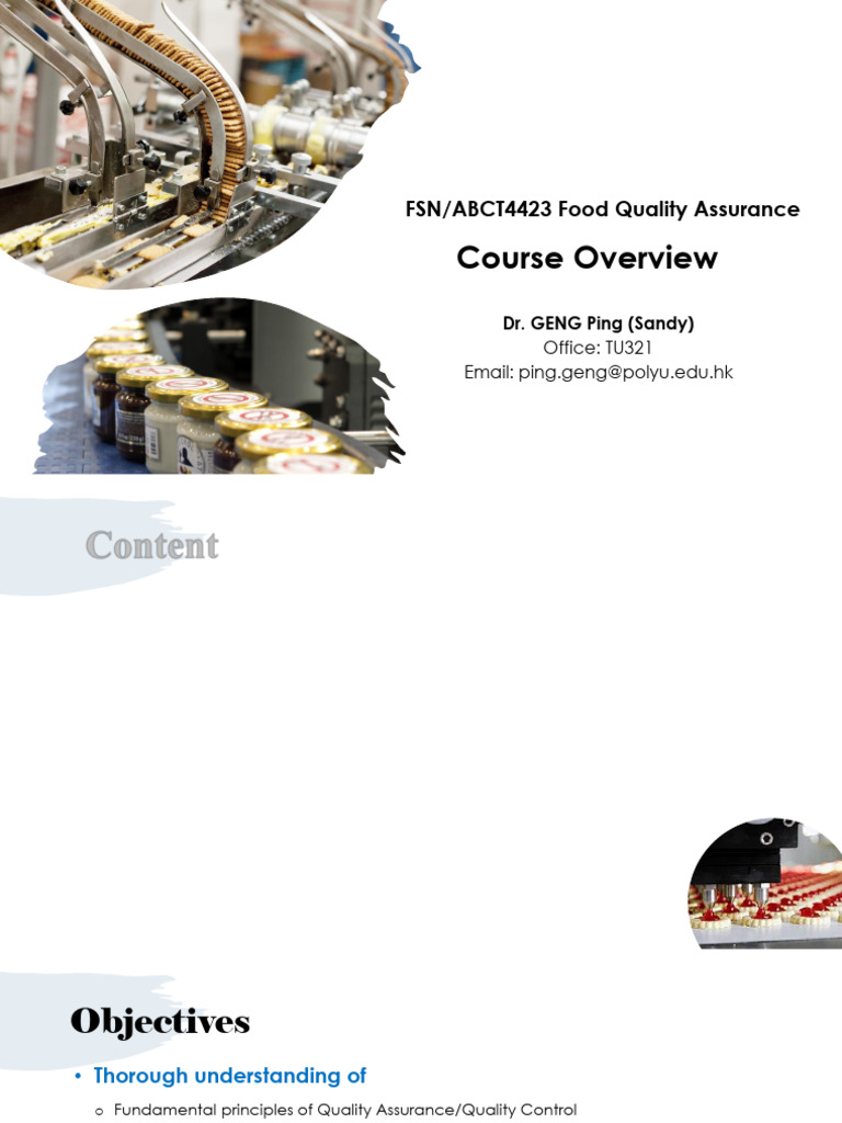 Food Quality Assurance Course Overview | PDF | Quality Assurance ...