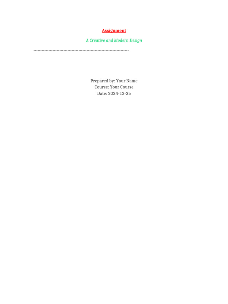 Creative Modern Assignment Cover Page | PDF