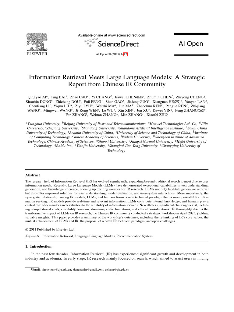 IR and LLMs: Insights from China | PDF | Search Engine Indexing ...