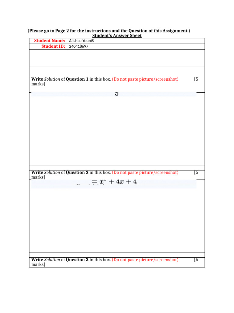 MTH102 Assignment 1 Instructions & Solutions | PDF