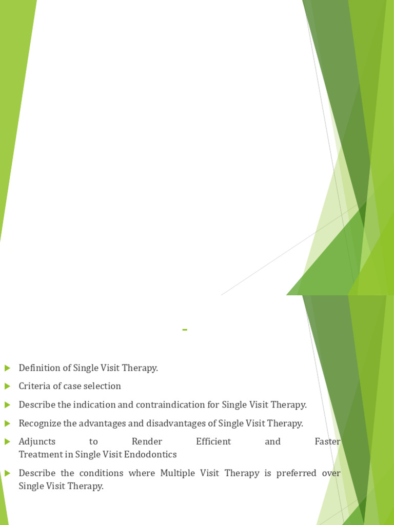 One Visit Root Canal Therapy | PDF | Dentistry Branches | Medical ...