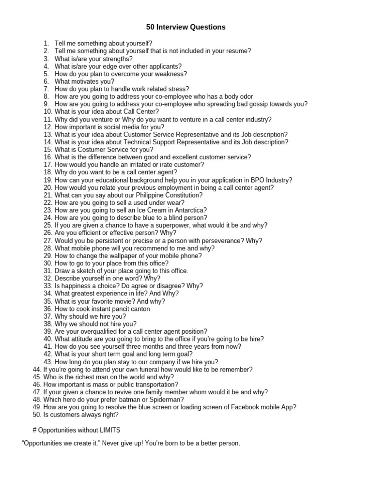 Interview Tips Guideliness 1 Pdf Technical Support Call Centre