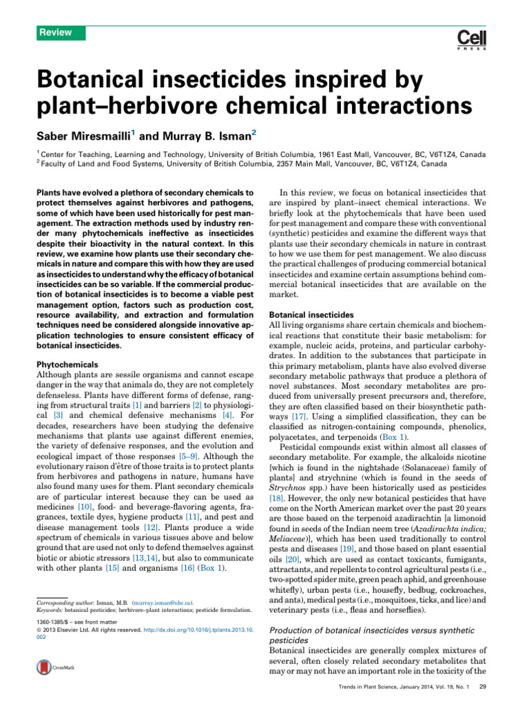 Botanical Insecticides from Plant Chemicals | PDF | Pesticide | Pest ...