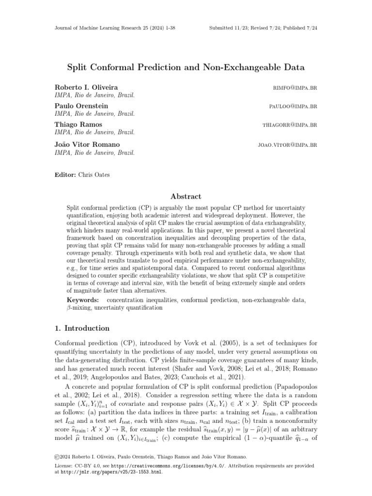 Split Conformal Prediction for Non-Exchangeable Data | PDF | Markov ...