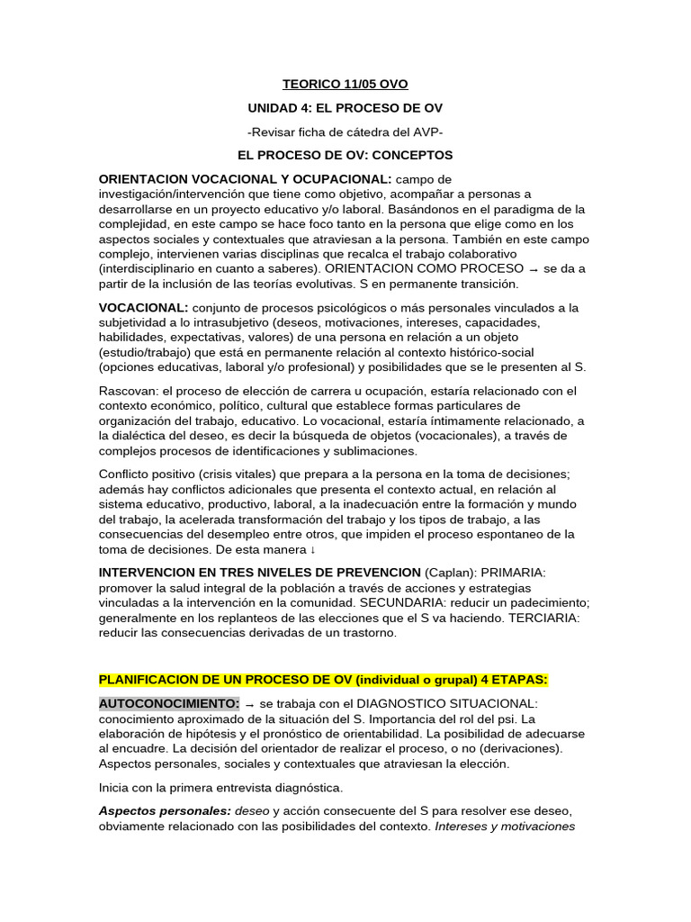Proceso de Orientación Vocacional y Ocupacional | PDF | Toma de ...