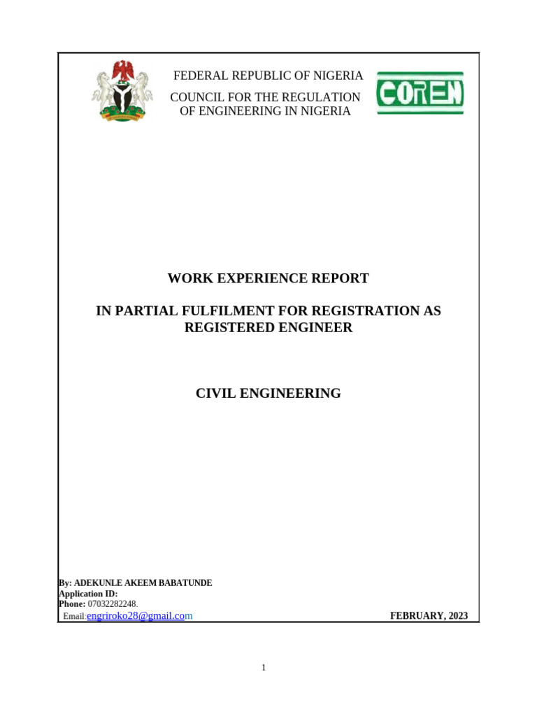 Work Experience Report: Civil Engineer | PDF | Concrete | Foundation ...