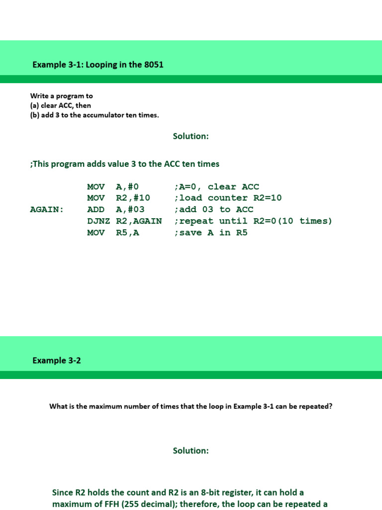 Looping Techniques in 8051 Assembly | PDF | Computer Engineering ...