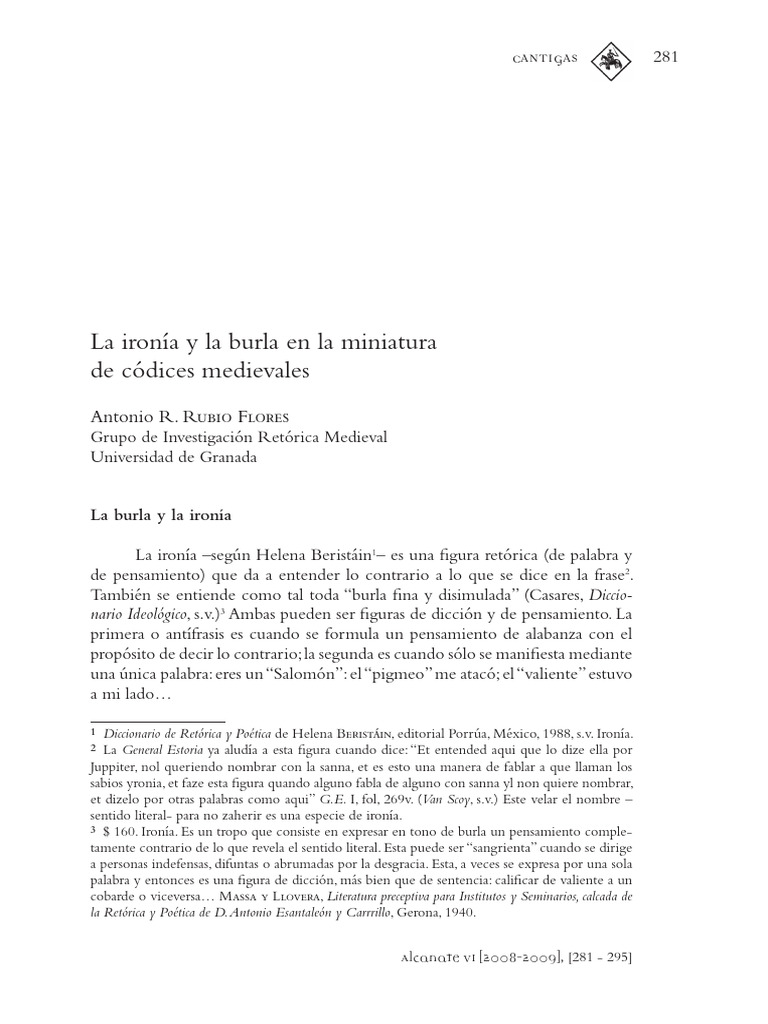 La Ironia y La Burla en La Miniatura de | PDF | La risa | Ironía