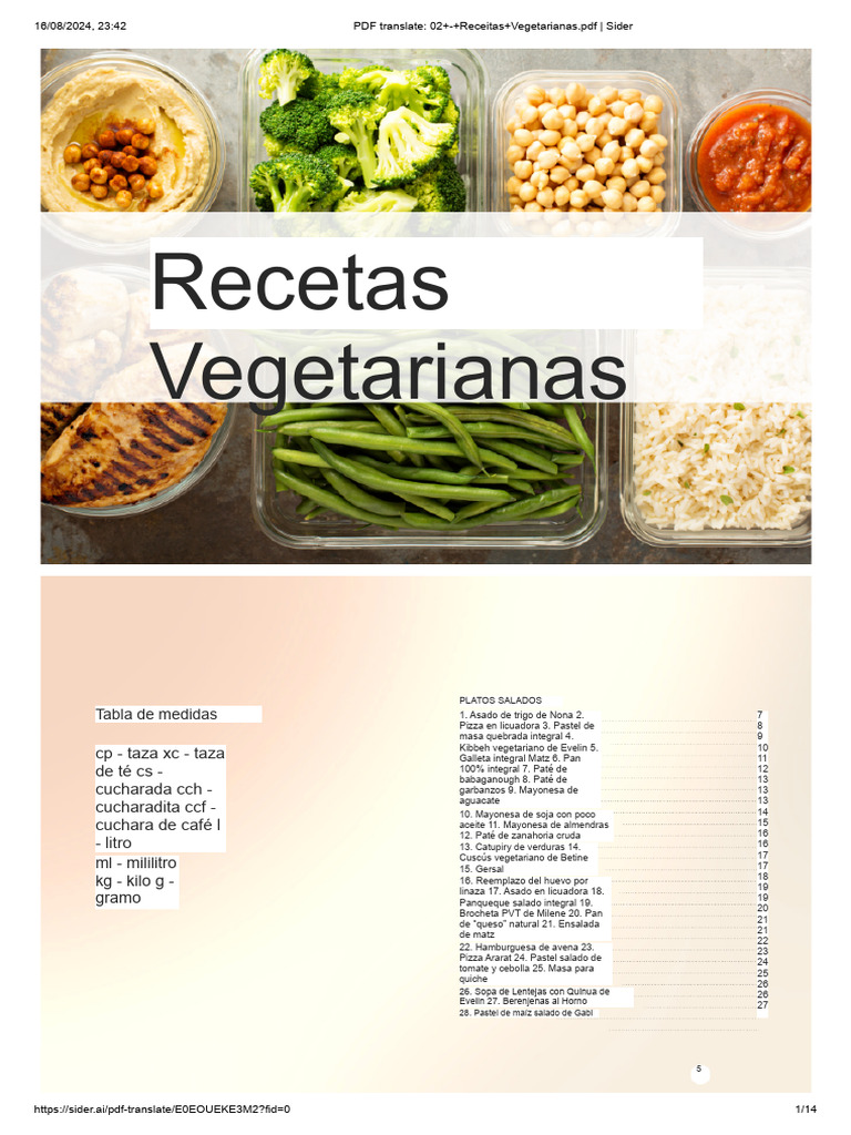 Recetas Vegetarianas Variadas y Saludables | PDF | Panes | Mayonesa