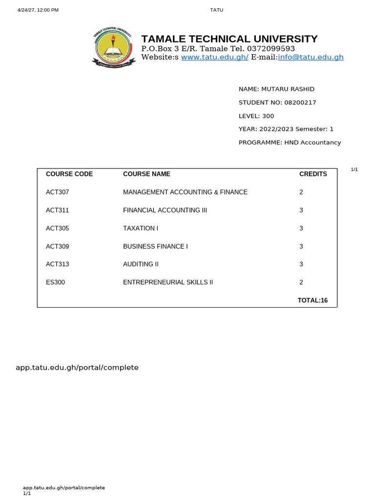 Course Registration Pdf