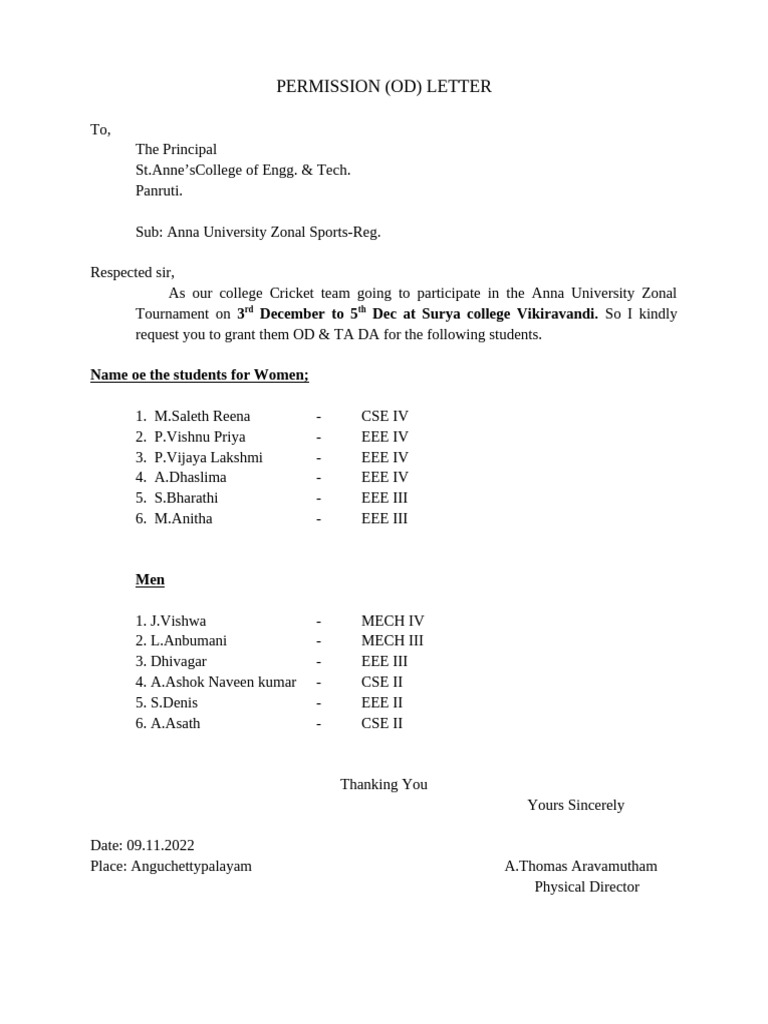 Anna uni OD Letter 2018 | PDF