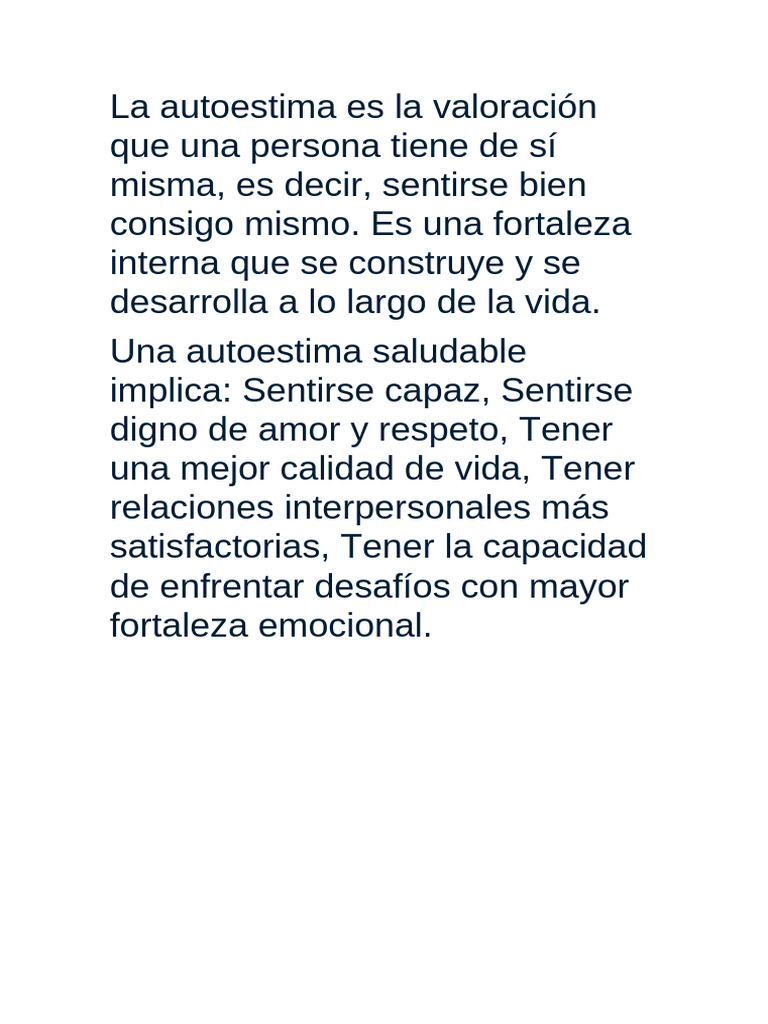 Importancia de la Autoestima Saludable | PDF