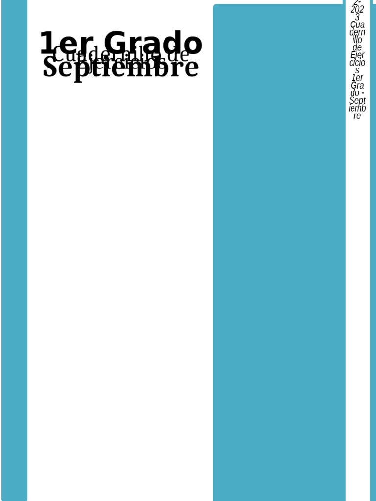 Cuadernillo de Ejercicios 1er Grado Septiembre | PDF