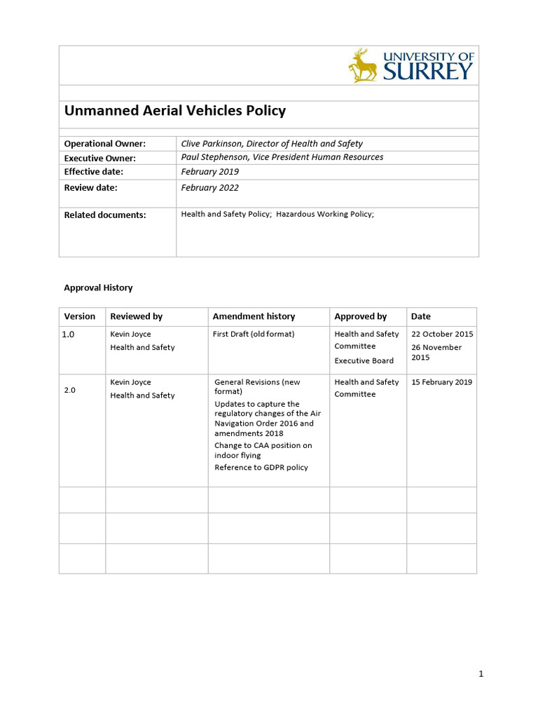 Unmanned Aerial Vehicles Policy | PDF | Unmanned Aerial Vehicle ...
