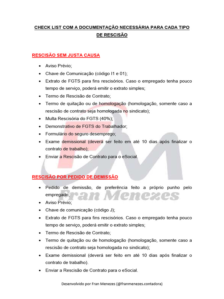 Documentação para Rescisão de Contrato | PDF | Direito Privado ...
