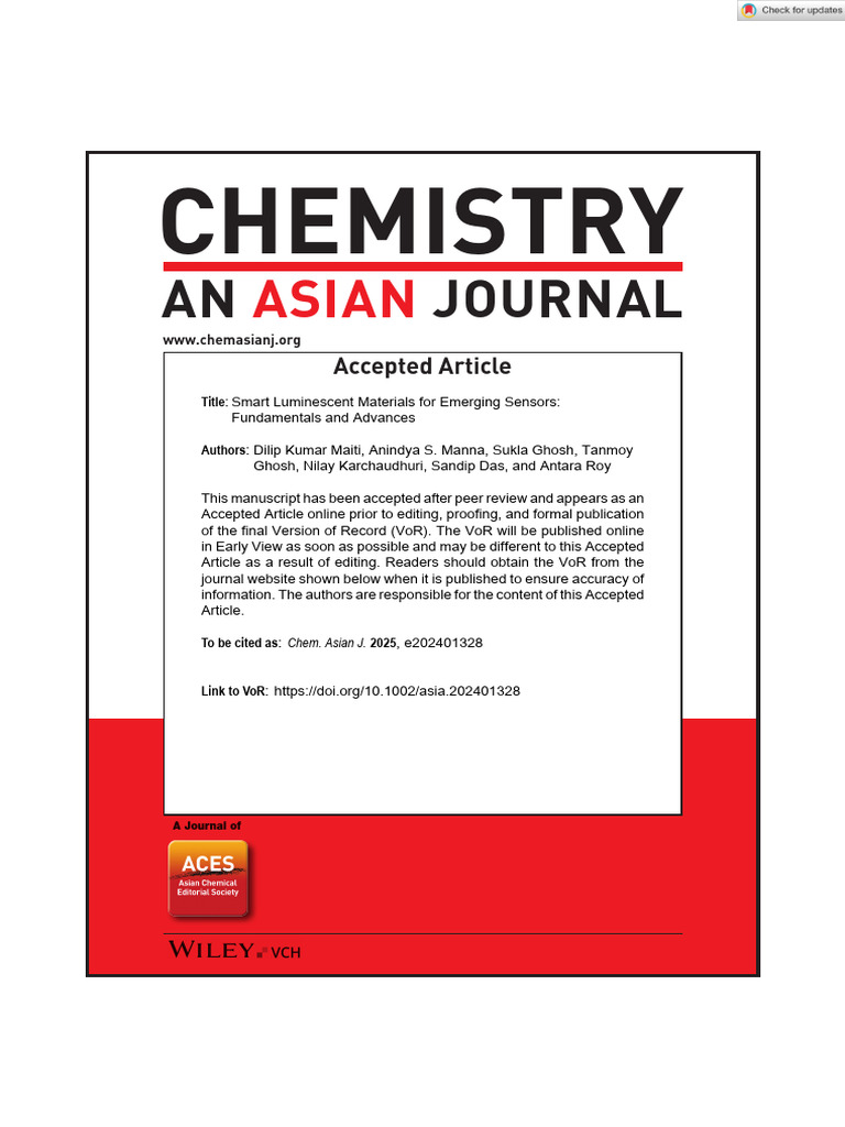 Chemistry An Asian Journal - 2025 - Maiti - Smart Luminescent Materials ...