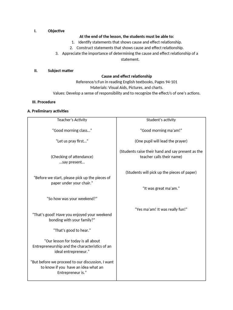 Teaching Cause and Effect Relationships | PDF | Entrepreneurship ...