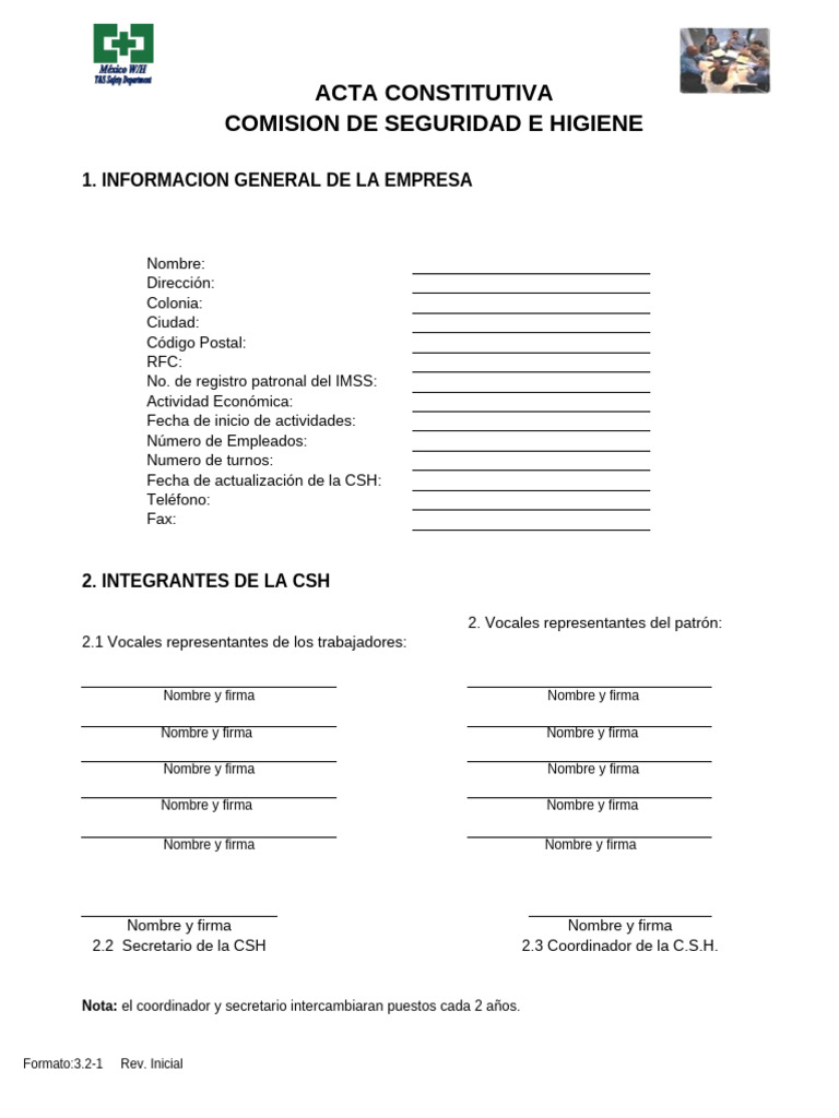 Acta Constitutiva de la CSH | PDF