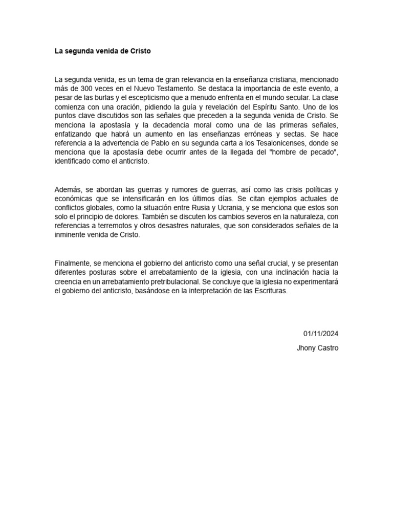 Señales de la Segunda Venida de Cristo | PDF