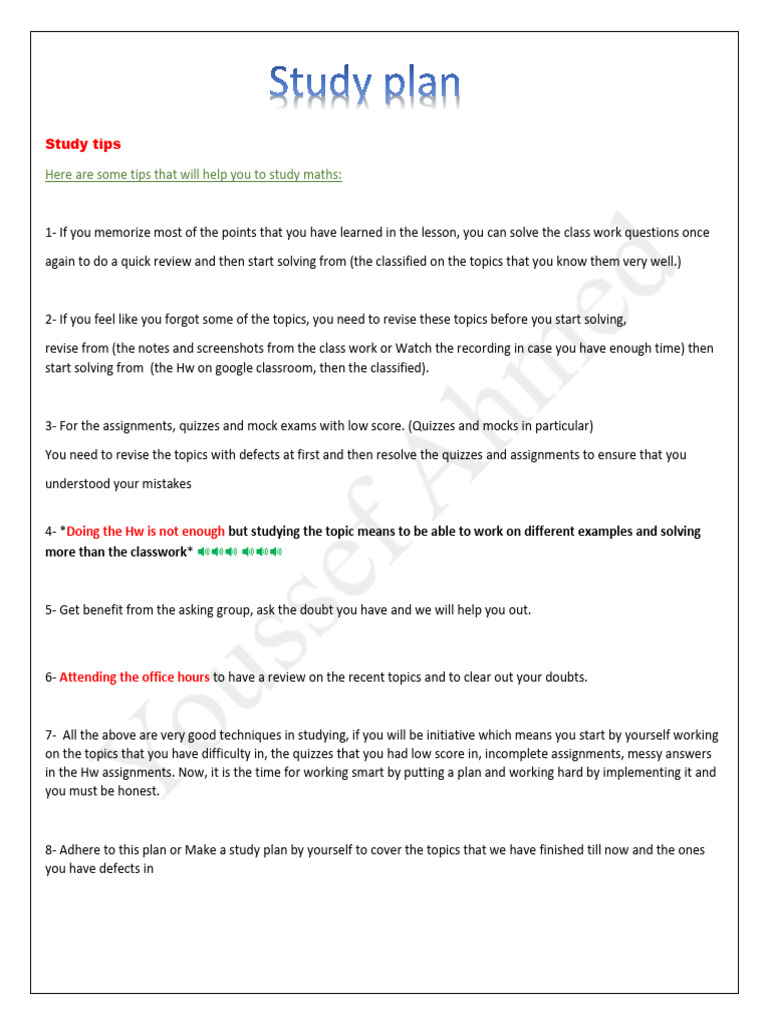 Effective Math Study Tips & Plan | PDF | Area | Trigonometry