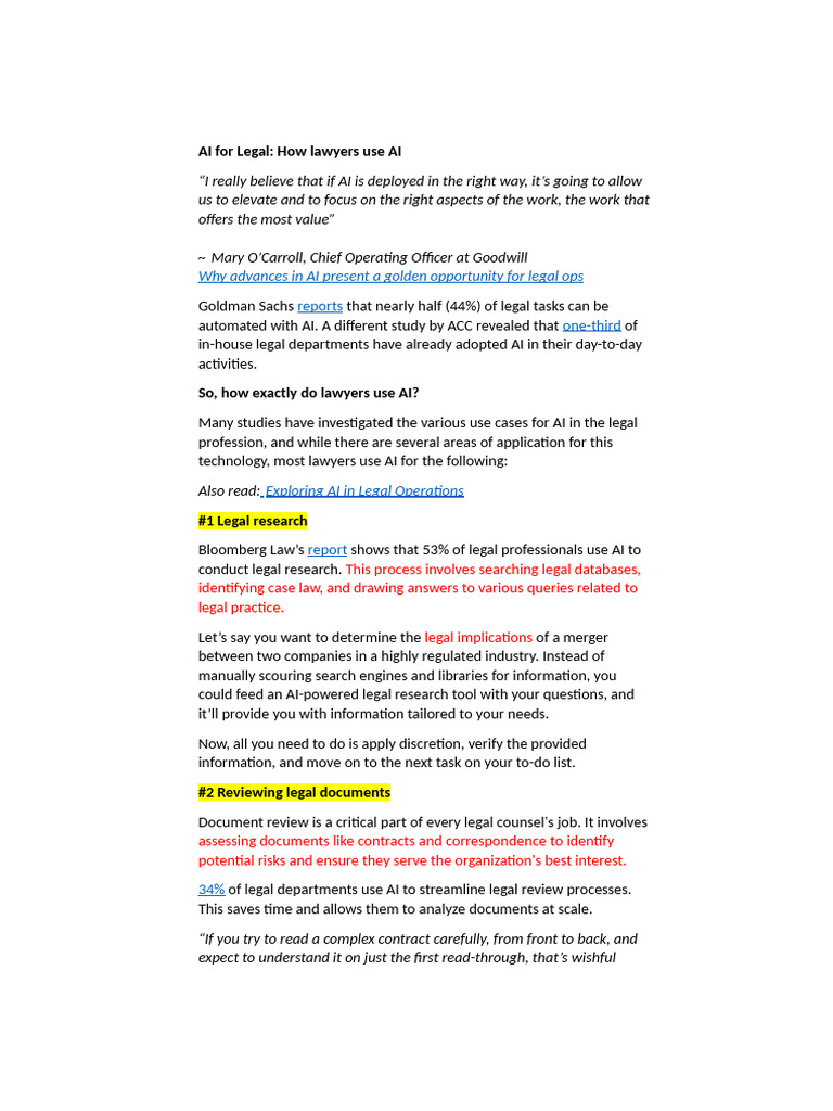 AI Transforming Legal Operations | PDF | Artificial Intelligence ...