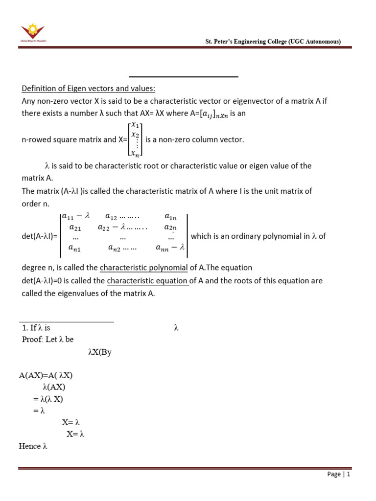 Linear Algebra for Engineering Students | PDF | Eigenvalues And ...