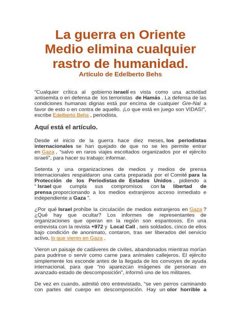 La Guerra en Medio Oriente | PDF | Franja de Gaza | Israel